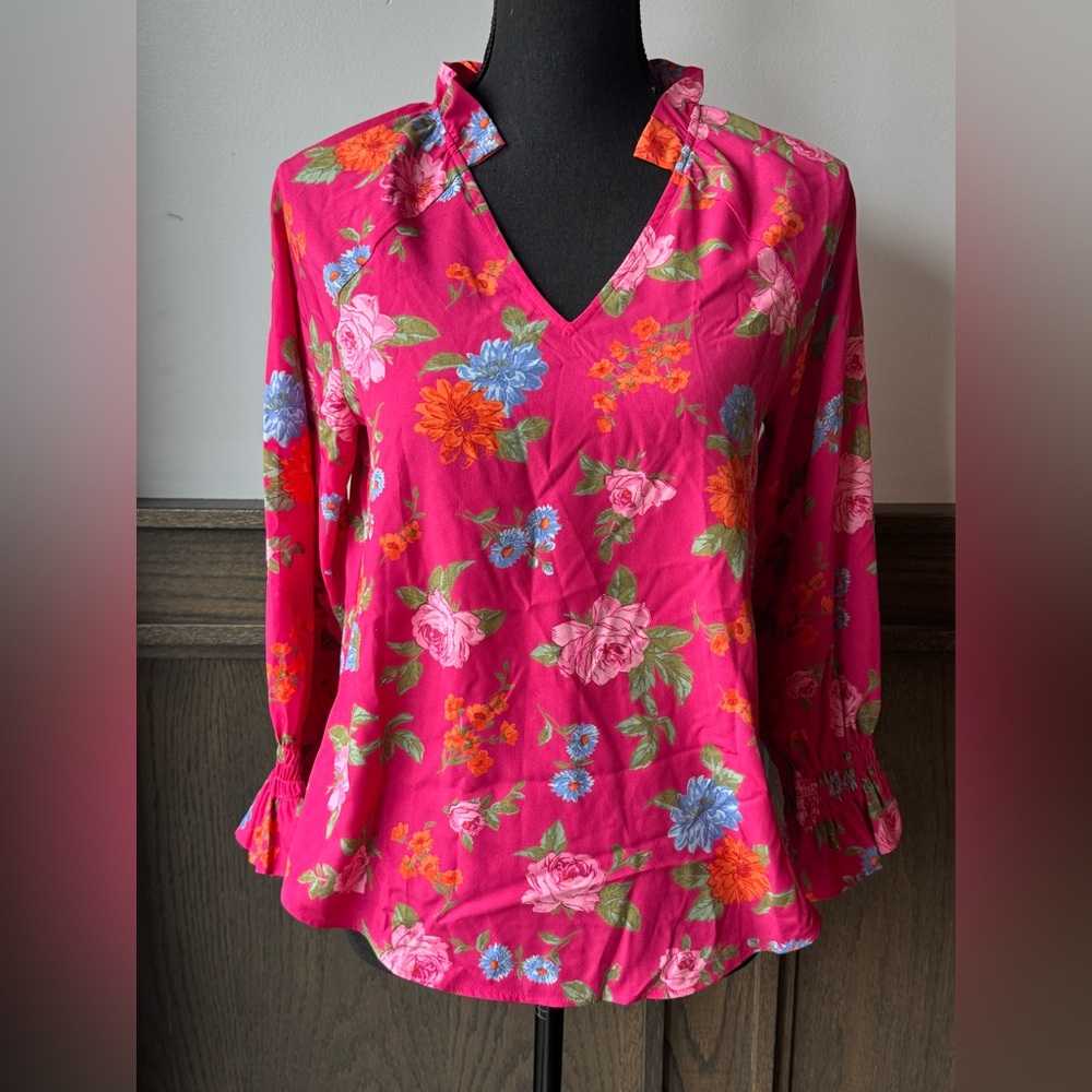 Ann Taylor Vibrant Floral Blouse XSP NWT